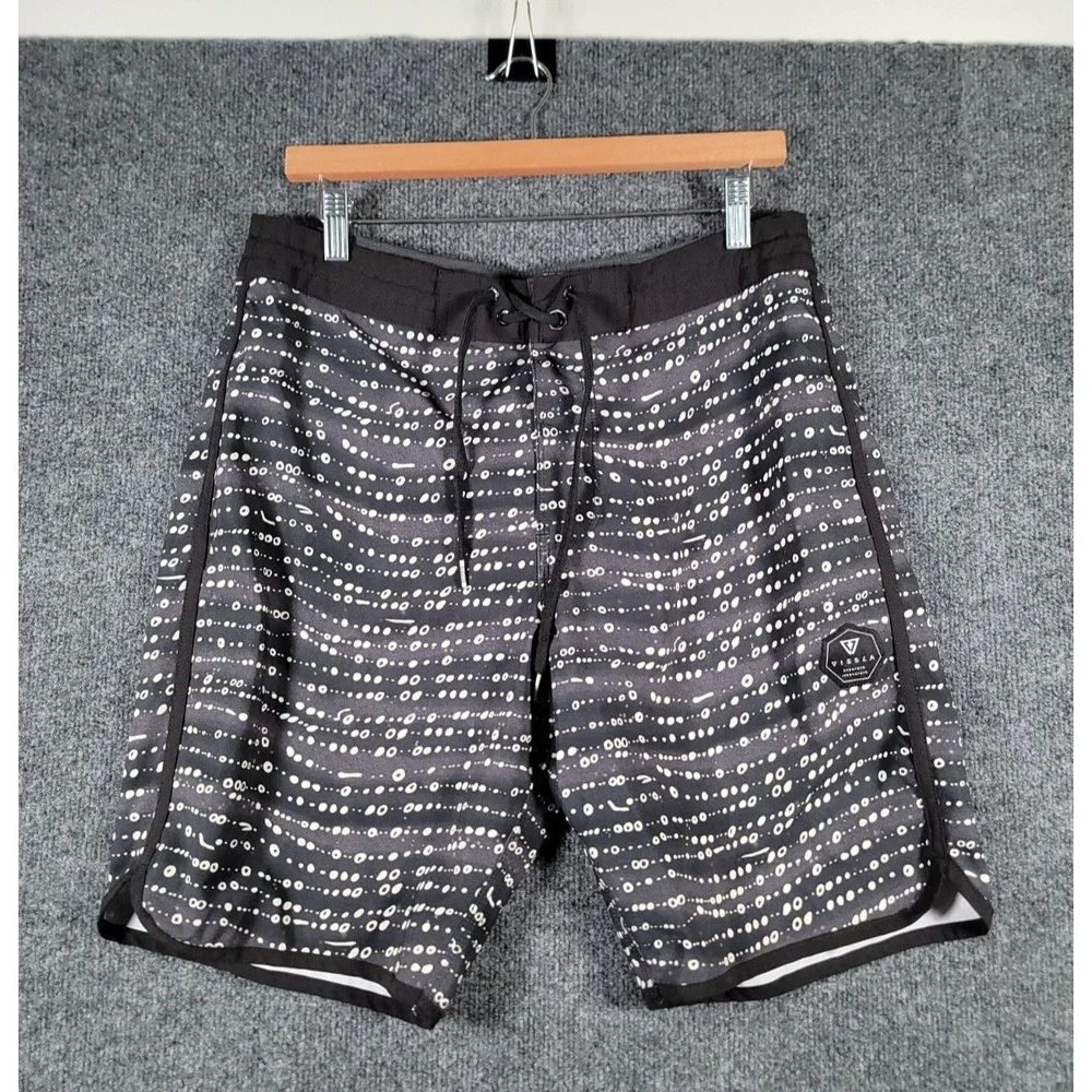 Vissla Board Shorts Mens 32 Black Upcycle Coconut Surf Swim Trunks 9